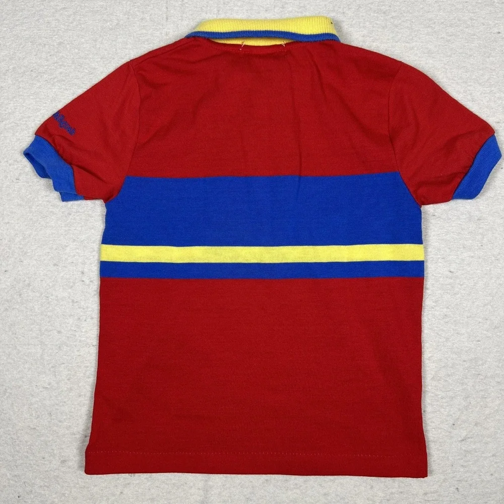 Vintage OshKosh B'gosh Polo Shirt‎ Kids 6 Red Blue Striped Yogi Bear 80s - Picture 7 of 8